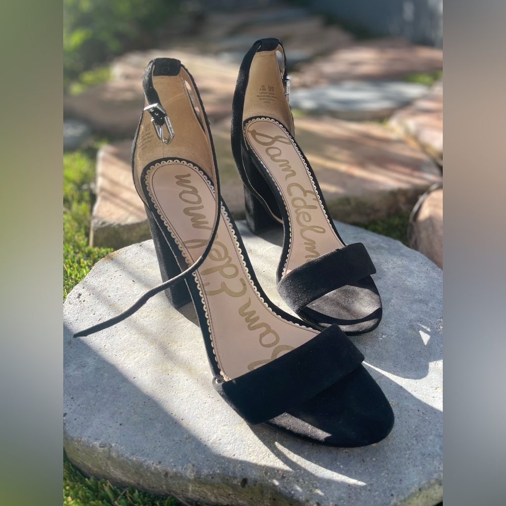 Sam Edelman Yaro block heel sandal black suede size 8.5